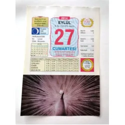 27 Eylül 2014 Ülkü Renkli Takvim yaprağı / Yavrunuza isim Kız Lerzan Erkek Bünyamin / Kuşe Kağıt / Doğum-Özel gün hediyesi
