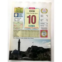 10 Ekim 2014 Ülkü Renkli Takvim yaprağı / Yavrunuza isim Kız Leman Erkek Şenol / Kuşe Kağıt / Doğum-Özel gün hediyesi
