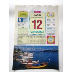 12 Kasım 2014 Ülkü Renkli Takvim yaprağı / Yavrunuza isim Kız Azize Erkek Ramiz / Kuşe Kağıt / Doğum-Özel gün hediyesi