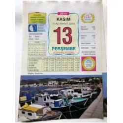 13 Kasım 2014 Ülkü Renkli Takvim yaprağı / Yavrunuza isim Kız Nazan Erkek Sacit / Kuşe Kağıt / Doğum-Özel gün hediyesi