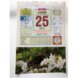 25 Kasım 2014 Ülkü Renkli Takvim yaprağı / Yavrunuza isim Kız Mimoza Erkek Reha / Kuşe Kağıt / Doğum-Özel gün hediyesi