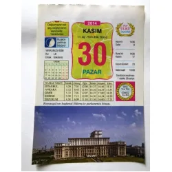 30 Kasım 2014 Ülkü Renkli Takvim yaprağı / Yavrunuza isim Kız Lal Erkek Gökdeniz / Kuşe Kağıt / Doğum-Özel gün hediyesi