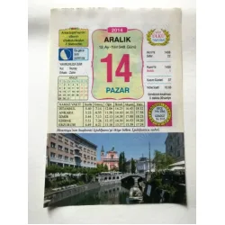 14 Aralık 2014 Ülkü Renkli Takvim yaprağı / Yavrunuza isim Kız Nuray Erkek Zafer / Kuşe Kağıt / Doğum-Özel gün hediyesi