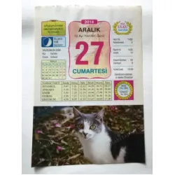 27 Aralık 2014 Ülkü Renkli Takvim yaprağı / Yavrunuza isim Kız Vahide Erkek Göksel / Kuşe Kağıt / Doğum-Özel gün hediyesi