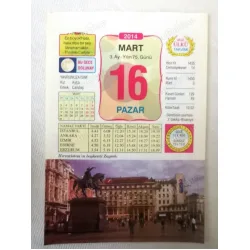 16 Mart 2014 Ülkü Renkli Takvim yaprağı / Yavrunuza isim Kız Ayça Erkek Candaş / Kuşe Kağıt / Doğum-Özel gün hediyesi