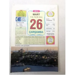 26 Mart 2014 Ülkü Renkli Takvim yaprağı / Yavrunuza isim Kız Feriha Erkek Cüneyt / Kuşe Kağıt / Doğum-Özel gün hediyesi