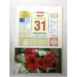 31 Mart 2014 Ülkü Renkli Takvim yaprağı / Yavrunuza isim Kız Güneş Erkek Gün / Kuşe Kağıt / Doğum-Özel gün hediyesi