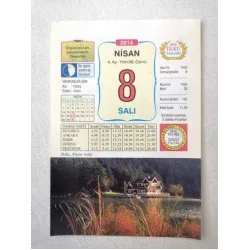 8 Nisan 2014 Ülkü Renkli Takvim yaprağı / Yavrunuza isim Kız Fatoş Erkek Arkın / Kuşe Kağıt / Doğum-Özel gün hediyesi