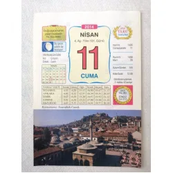 11 Nisan 2014 Ülkü Renkli Takvim yaprağı / Yavrunuza isim Kız Çolpan Erkek Sadri / Kuşe Kağıt / Doğum-Özel gün hediyesi
