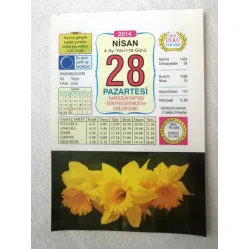 28 Nisan 2014 Ülkü Renkli Takvim yaprağı / Yavrunuza isim Kız Tuğçe Erkek Çınar / Kuşe Kağıt / Doğum-Özel gün hediyesi