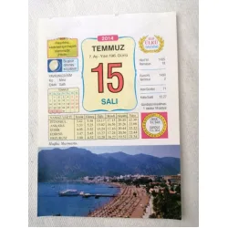 15 Temmuz 2014 Ülkü Renkli Takvim yaprağı / Yavrunuza isim Kız Mina Erkek Salih / Kuşe Kağıt / Doğum-Özel gün hediyesi