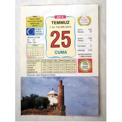 25 Temmuz 2014 Ülkü Renkli Takvim yaprağı / Yavrunuza isim Kız İdil Erkek Fazıl / Kuşe Kağıt / Doğum-Özel gün hediyesi