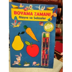 Boyama Zamanı: Meyve ve Sebzeler (4 Pastel boya Dahil)