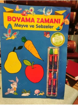 Boyama Zamanı: Meyve ve Sebzeler (4 Pastel boya Dahil)