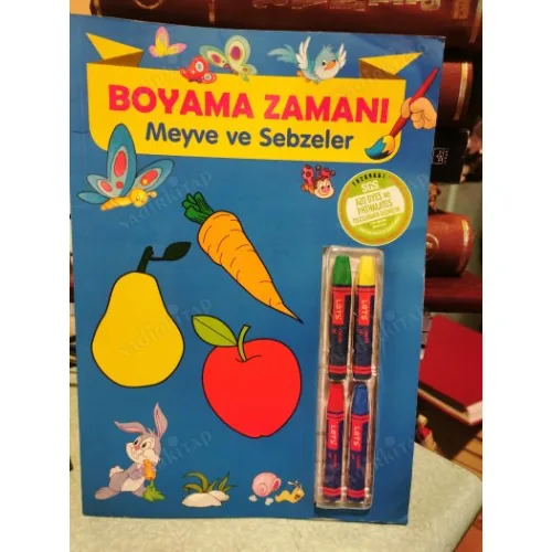 Boyama Zamanı: Meyve ve Sebzeler (4 Pastel boya Dahil)