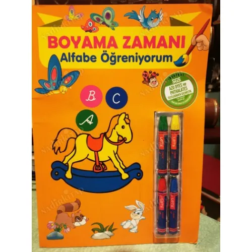 Boyama Zamanı: Alfabe Ögreniyorum (4 Pastel boya Dahil)