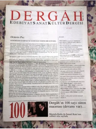 Dergah 100/1998 Söyleşi-Mustafa Kutlu/İsmail Kara,Hasan Ali Yücel/Mustafa kara,Devlet Ana-Osmancık Karşılaştırma denemesi,Siddartha,Cemil Said,Topçu