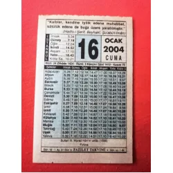 16 Ocak 2004 Fazilet Takvim Yaprağı / Doğum-Özel gün hediyesi