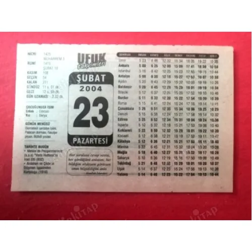 23 Şubat 2004 Ufuk Takvim Yaprağı / Doğum-Özel gün hediyesi