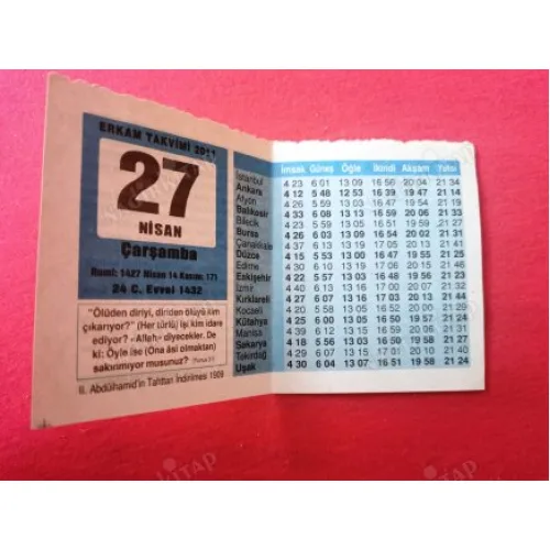 27 Nisan 2011 Erkam Takvim Yaprağı / Doğum-Özel gün hediyesi