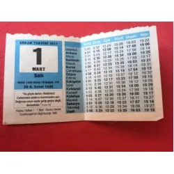 1 Mart 2011 Erkam Takvim Yaprağı / Doğum-Özel gün hediyesi