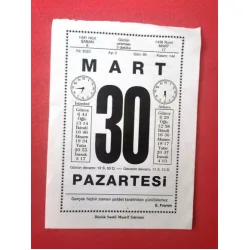 30 Mart 2020 Büyük Saatli Maarif Takvim Yaprağı / Doğum-Özel gün hediyesi