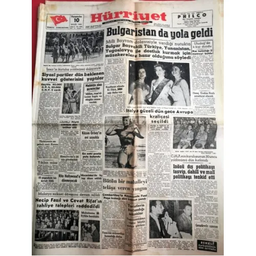 Hürriyet Gazetesi 10 Eylül 1953 İzmir