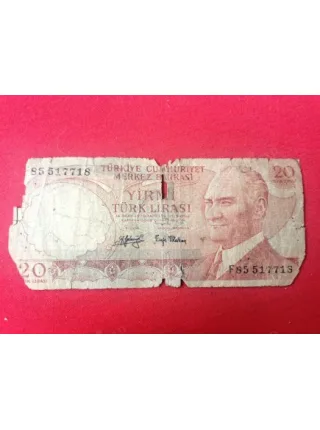 20 Yirmi Türk Lirası E6 4.Tertip F85 Kağıt Para (1979-1987)