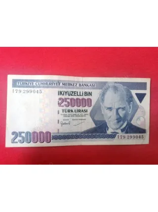 250000 İkiyüzElliBin Türk Lirası E7 3.Tertip I79 Kağıt Para (1998-2006)