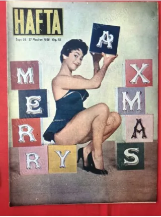 HAFTA 26/1958 Kapak Merry Axmas,Mucit Fuat Akduman,Kadınların 10 Büyük Hatası,Tam sayfa Gislaved Lastikleri