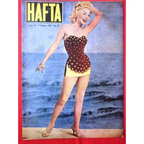 HAFTA 27/1958 Kapak Vesta Angeli,Şekip-Rana Tunç Sergisi,Balerin Tolga Tiğin,Mesut Ailenin Sırrı,Tam sayfa Gislaved Lastikleri