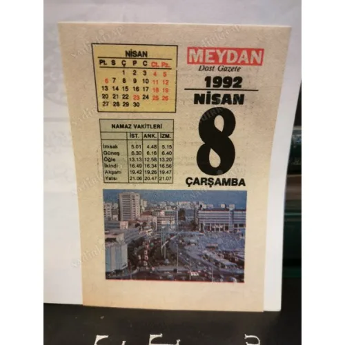 8 Nisan 1992 Meydan Dost Gazete Takvim yaprağı / Doğum-Özel gün hediyesi