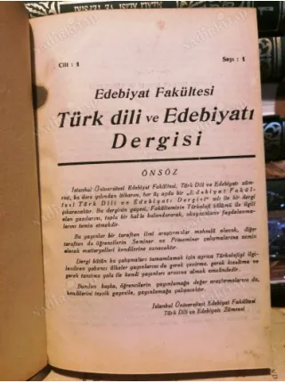 Türk Dili ve Edebiyat Dergisi İstanbul Üniversitesi Edebiyat Fakültesi Sayı 1-2 Cilt 1, Sayı 1-2 Cilt 2 1946/47/48