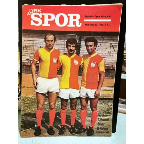 Türk Spor 27/1976 Kapaklar K.Mehmet,Bülent, B.Mehmet (Gs) - Şener Çınar (Adansaspor), Gökmen, Ali Kemal, Sinyor Can Bartu,