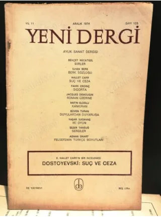 Yeni Dergi 123/1974 Suç ve Ceza/Carr, BEhçet Necatigil, İlhan Berk, Kankıran/Eloğlu, Felsefenin Türkçe Boyutları/Adnan Onart