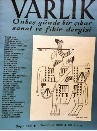 Varlık 433/1956 Yanıt (Prospero ile Caliban)/Ataç, Eski Kitapları Okurken/Yetkin, Söyleşi/Yaşar Nabi, Yaşar Kemal