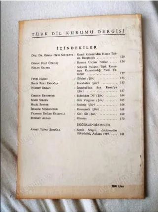 Türk Dili 465 Kendi Kaleminden Tahsin Banguoğlu/Fikri Sertkaya, 80li Yılların Türk Romanına Kazandırdığı Yazarlar/Hasan Sazyek, Giresun, Roman Üstüne