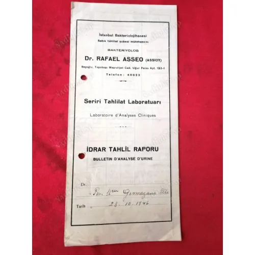 İdrar Tahlil Raporu 14946 Dr Rafael Asseo Beyoğlu Seriri Tahlilat Lab Türkçe Fransızca