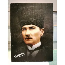 Kartpostal / Atatürk İmzalı Kalpaklı Renkli
