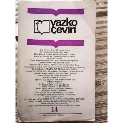 Yazko Çeviri 14 Bilim Kurgu Özel Sayısı Bradbury-Le Guin-Sheckley-Ellis-Levent Akın-MollaMustafaoğlu, Karşılaştırmalı Çevirilier, Dil yazıları