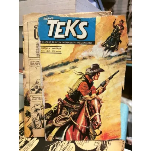 Süper Teks (Tex) Sayı 335 Ölüm Rüzgarı (Çetin Karakoç 385 lik Seri) 1976 32 Ön Kapak yıtık BKZ