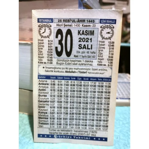 30 Kasım 2021 Türkiye Gazetesi Takvim yaprağı Doğum günü Özel gün hediyesi
