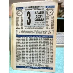 3 Aralık 2021 Türkiye Gazetesi Takvim yaprağı Doğum günü Özel gün hediyesi