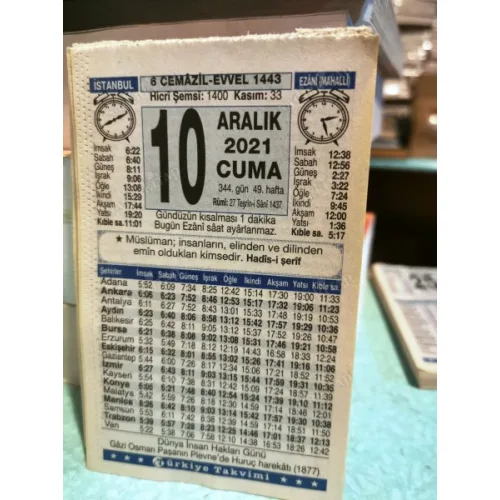 10 Aralık 2021 Türkiye Gazetesi Takvim yaprağı Doğum günü Özel gün hediyesi