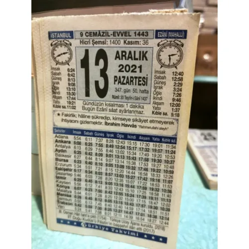 13 Aralık 2021 Türkiye Gazetesi Takvim yaprağı Doğum günü Özel gün hediyesi