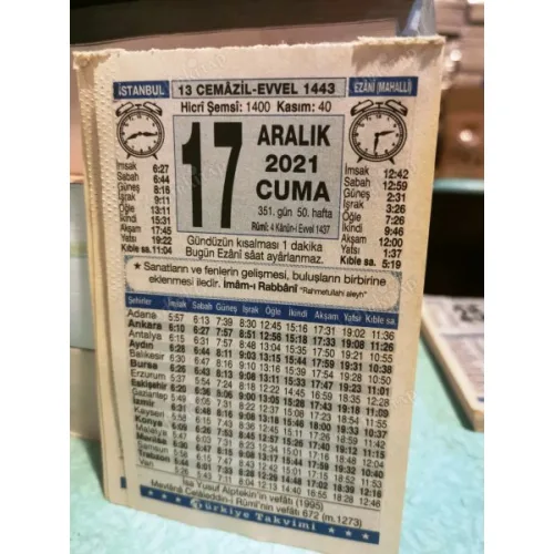 17 Aralık 2021 Türkiye Gazetesi Takvim yaprağı Doğum günü Özel gün hediyesi