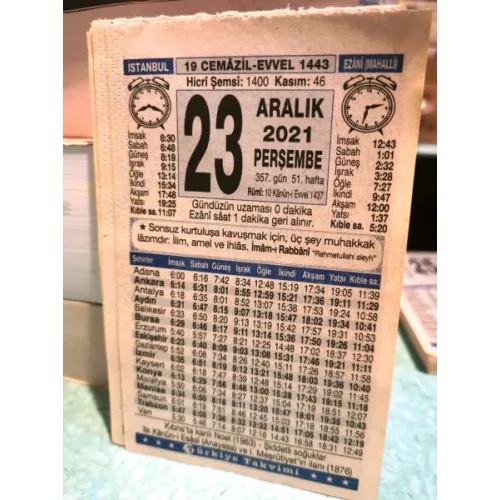 23 Aralık 2021 Türkiye Gazetesi Takvim yaprağı Doğum günü Özel gün hediyesi
