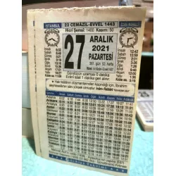 27 Aralık 2021 Türkiye Gazetesi Takvim yaprağı Doğum günü Özel gün hediyesi