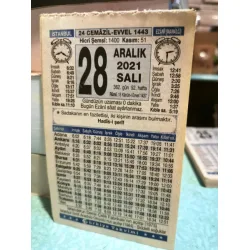 28 Aralık 2021 Türkiye Gazetesi Takvim yaprağı Doğum günü Özel gün hediyesi