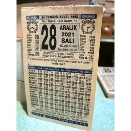 28 Aralık 2021 Türkiye Gazetesi Takvim yaprağı Doğum günü Özel gün hediyesi